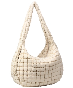 Puffy Quilted Nylon Large Shoulder bag Hobo NQ129 BRICK